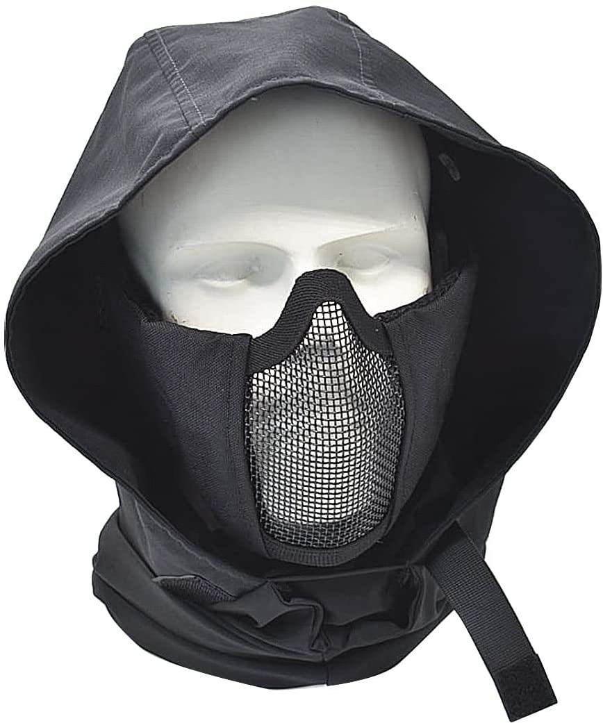 Masque Facial Résistant Au Vent Cagoule Masque Demi-Visage en Maille De Pistolet A Air Et Lunettes Tactiques, pour Halloween Et Jeu De Rôle De Paintball avec Pistolet A Air