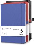 ONAVIA A5 Cahiers pour le travail, Journal en ligne, 3 Faites votre valise, 160 Pages, noir 80 Feuilles, 5.8 x 8.3 dans, Lay Flat, Collège réglementé, A5 Journal de couverture rigide, cahier de notes en ligne pour le travail, l'école, la prise de notes