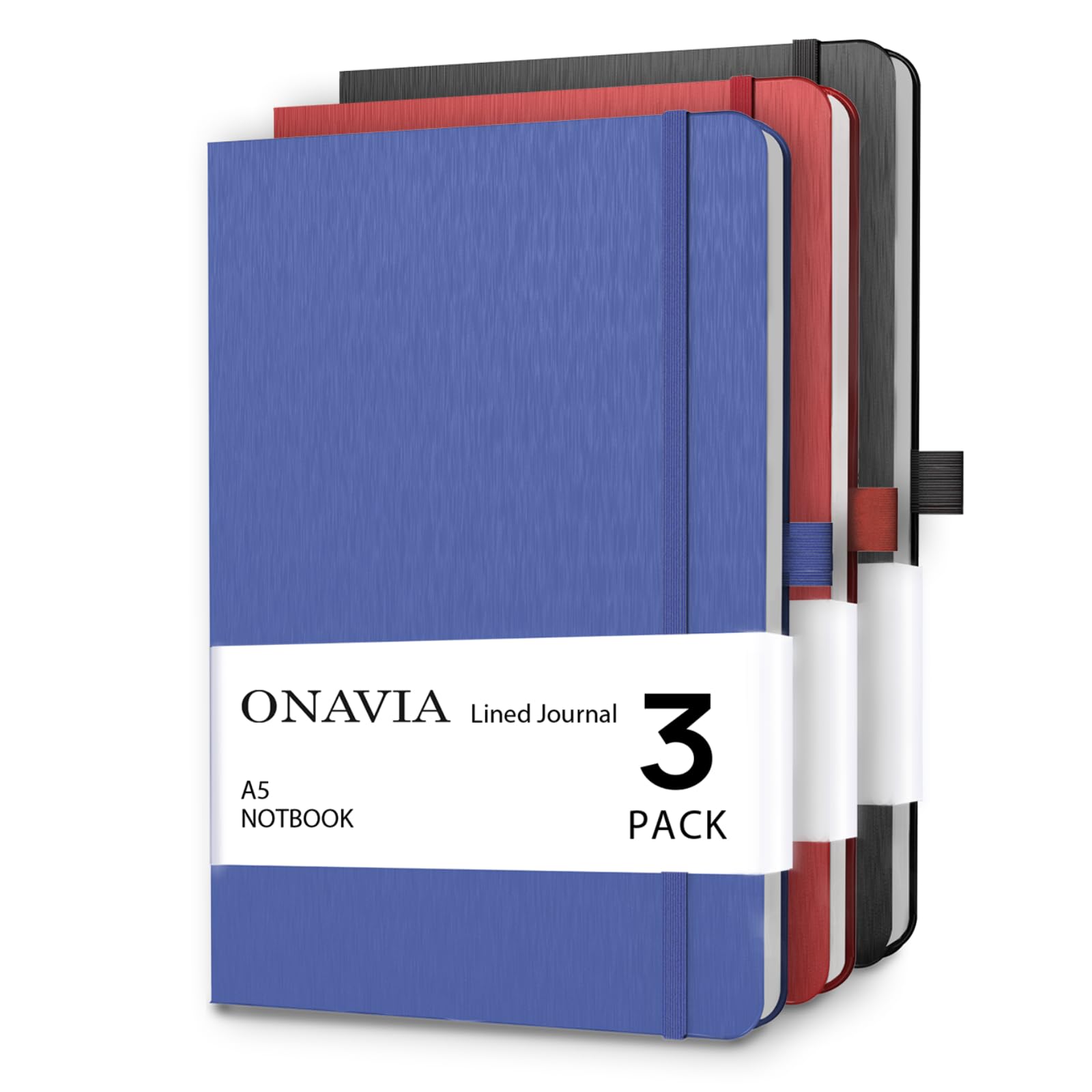 ONAVIA A5 Lined Journal Notebook, 7mm College Ruled Notepad, Journaling for Writing, Work, School, Travel and Note Taking, Hardcover 160 Pages (80