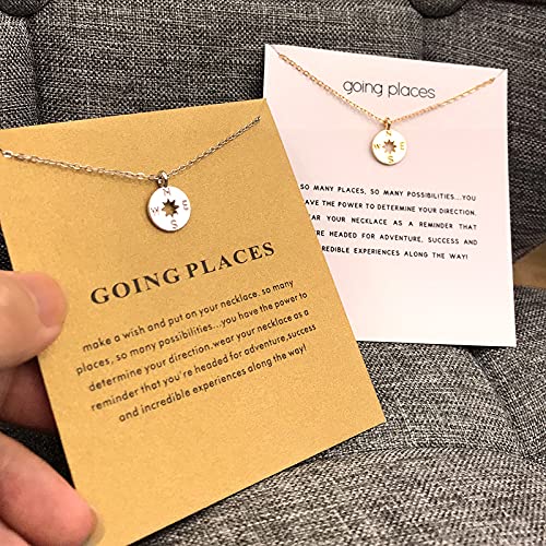 Lang Xuan Message Card Graduation Gift Compass Necklace Good Luck Bar Pendant Necklace For Women Jewelry #TOP4