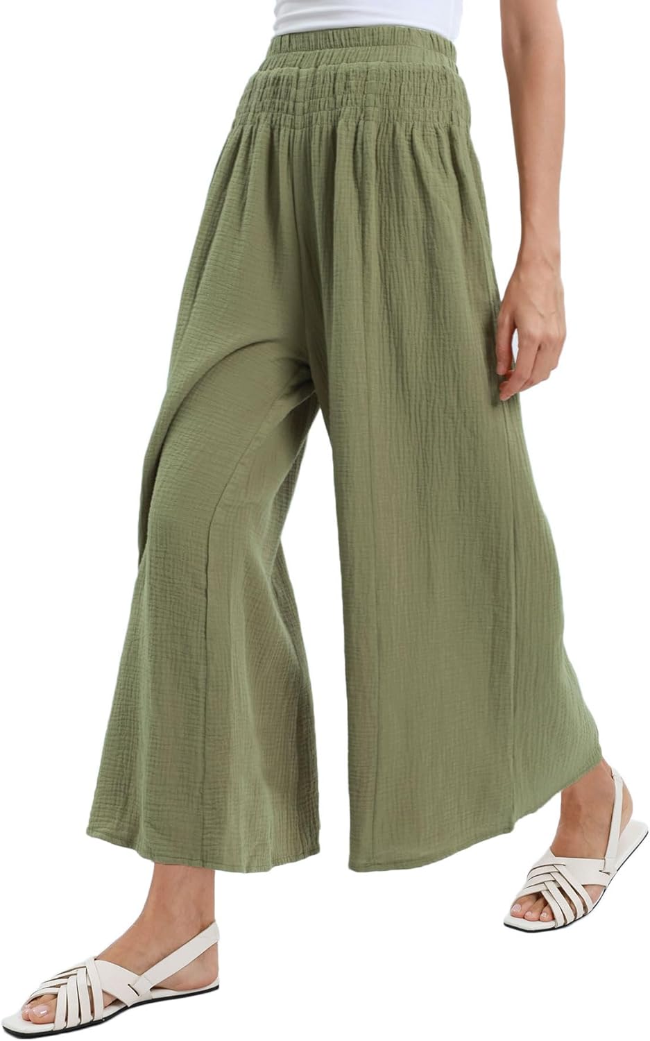 Amazhiyu Womens Wide Leg Palazzo Flowy High Waist Casual Lounge Yoga Pants for Summer - Image 2