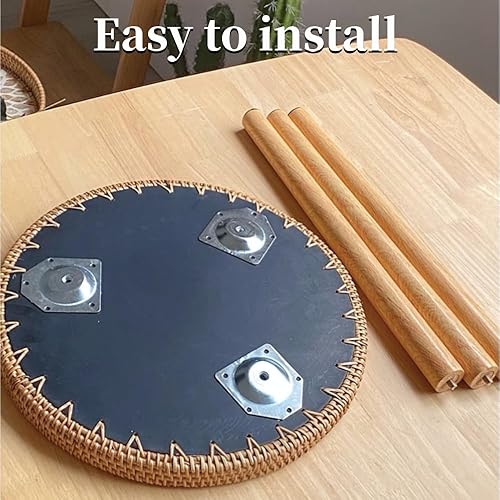 Miniatura 6 de Mesa auxiliar de ratánmesa auxiliar redonda para espacios pequeños, hojas blancas pequeñas