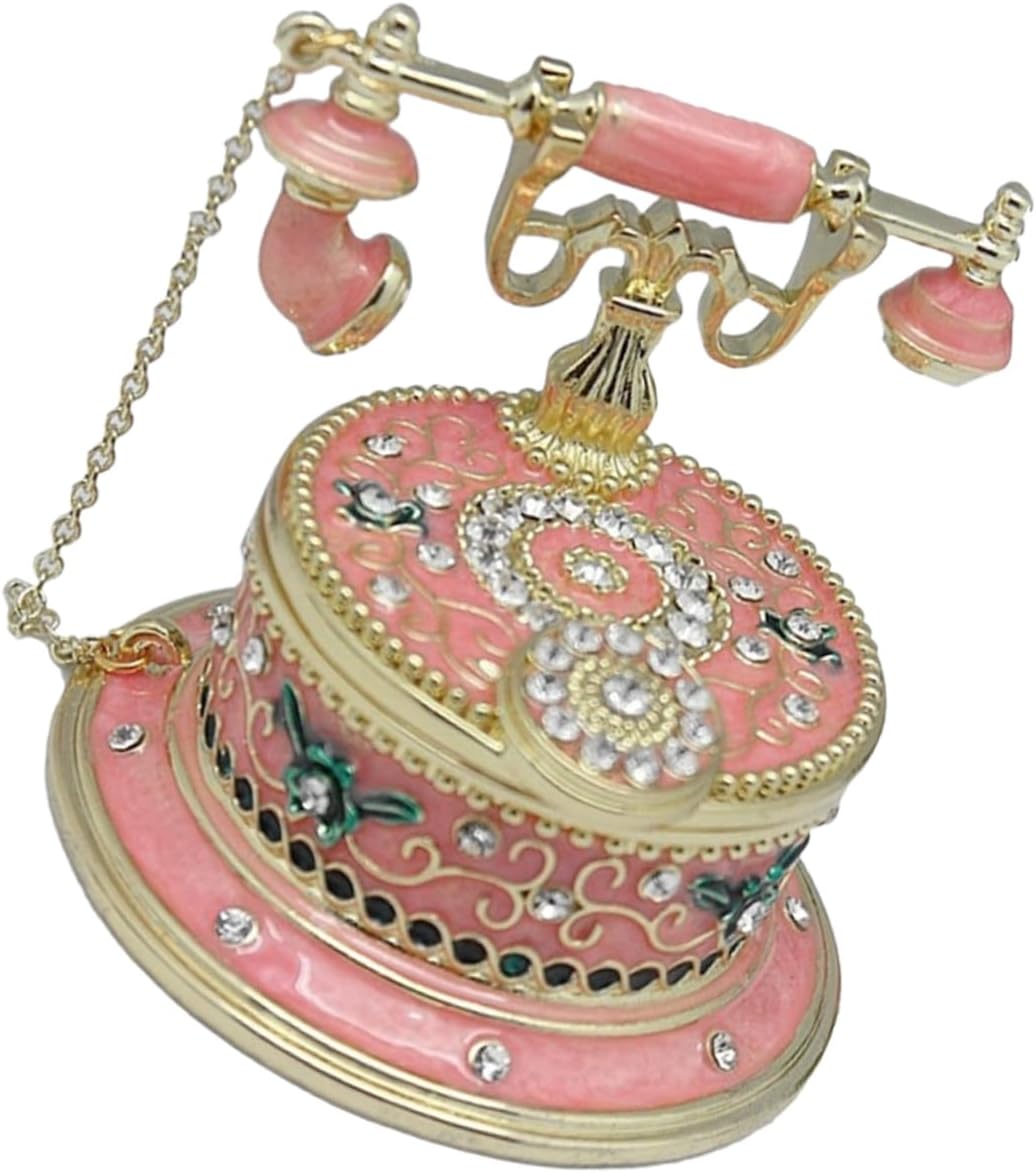 VALICLUD Vintage Phone Decorative Box Jewelry Organizer Earring Storage Case for Women