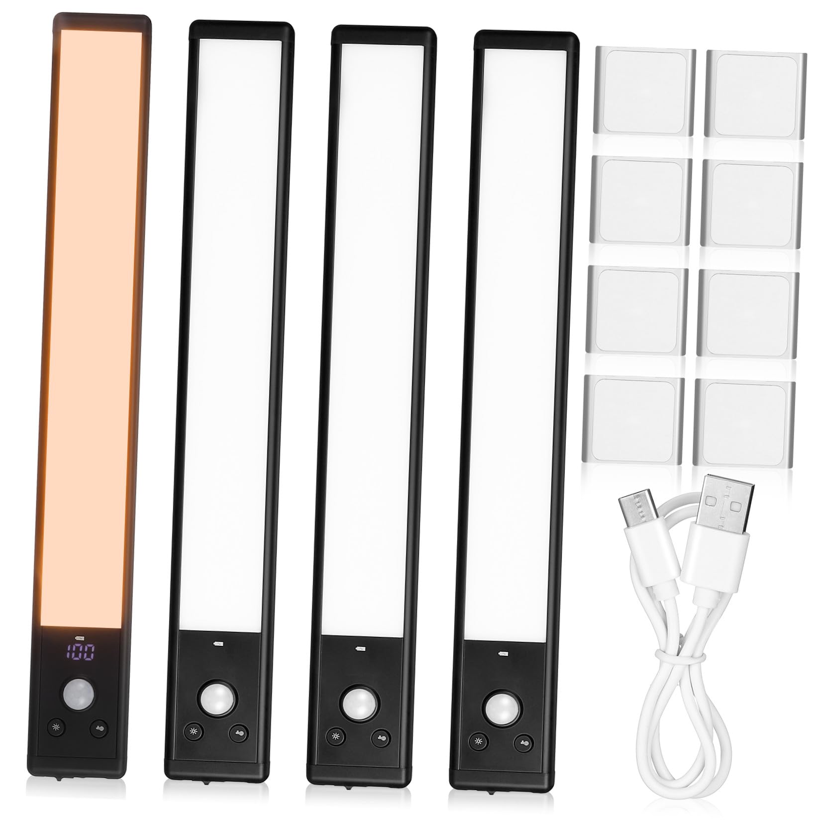 Operitacx 4piezas Luces Led Para Gabinetes Cocina Sensor Movimiento Luces Bajo Encimera Duración Fácil Uso