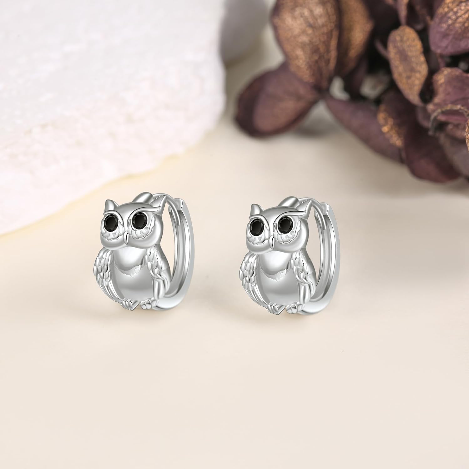 Cow/Cat/Fox/Pig/Axolotl/Elephant/Scorpion/Sloth/Chicken/Owl Hoop Earrings 925 Sterling Silver Hypoallergenic Animal Jewelry Gifts - Image 3