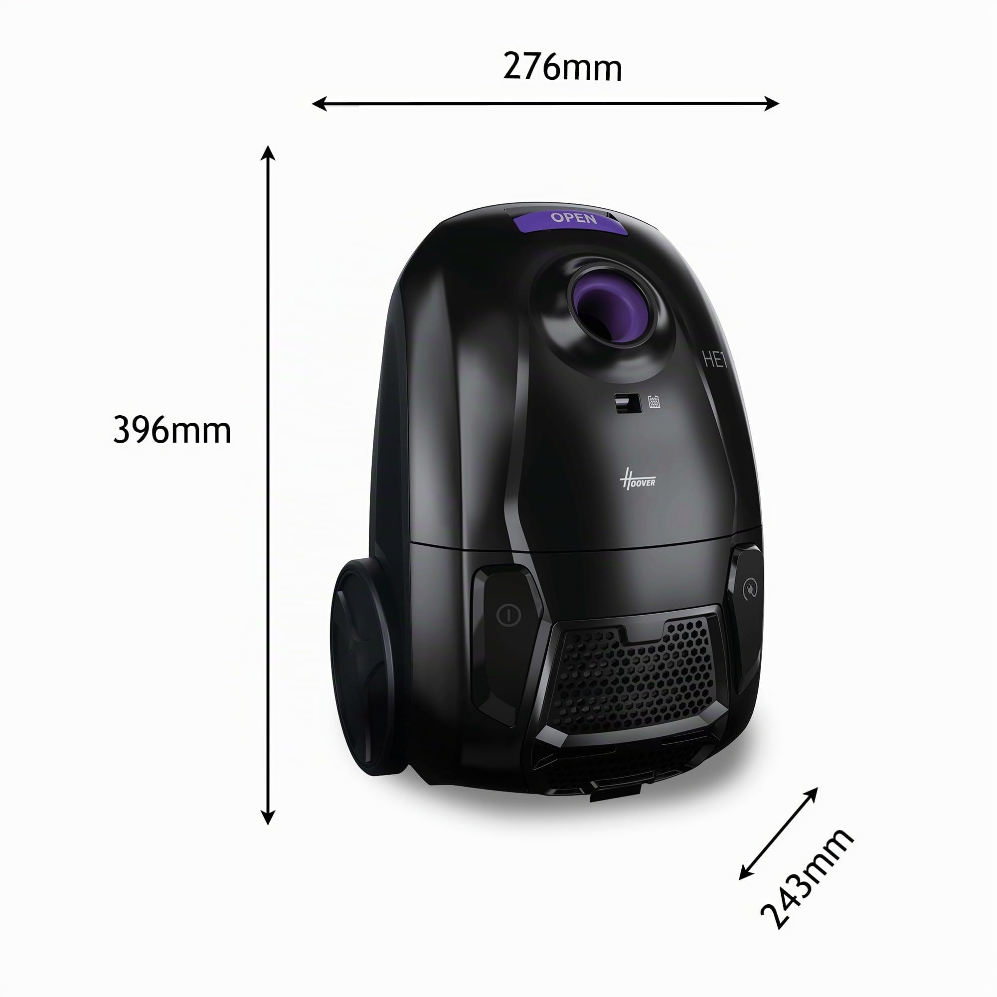 Hoover HE1 Aspiradora de Trineo con Bolsa Compacta | Todos los Suelos | Con Cable, Radio de Acción 7,5m, Capacidad de Bolsa 2,5L, Filtro EPA, Accesorios Incluidos