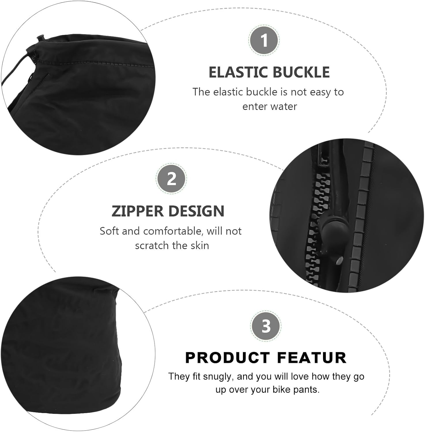 Levemolo Cycling Shoe Covers Black Zippered Non-Slip Overshoes Lightweight Rainproof Boots for Outdoor Riding and Wet Weather Protection