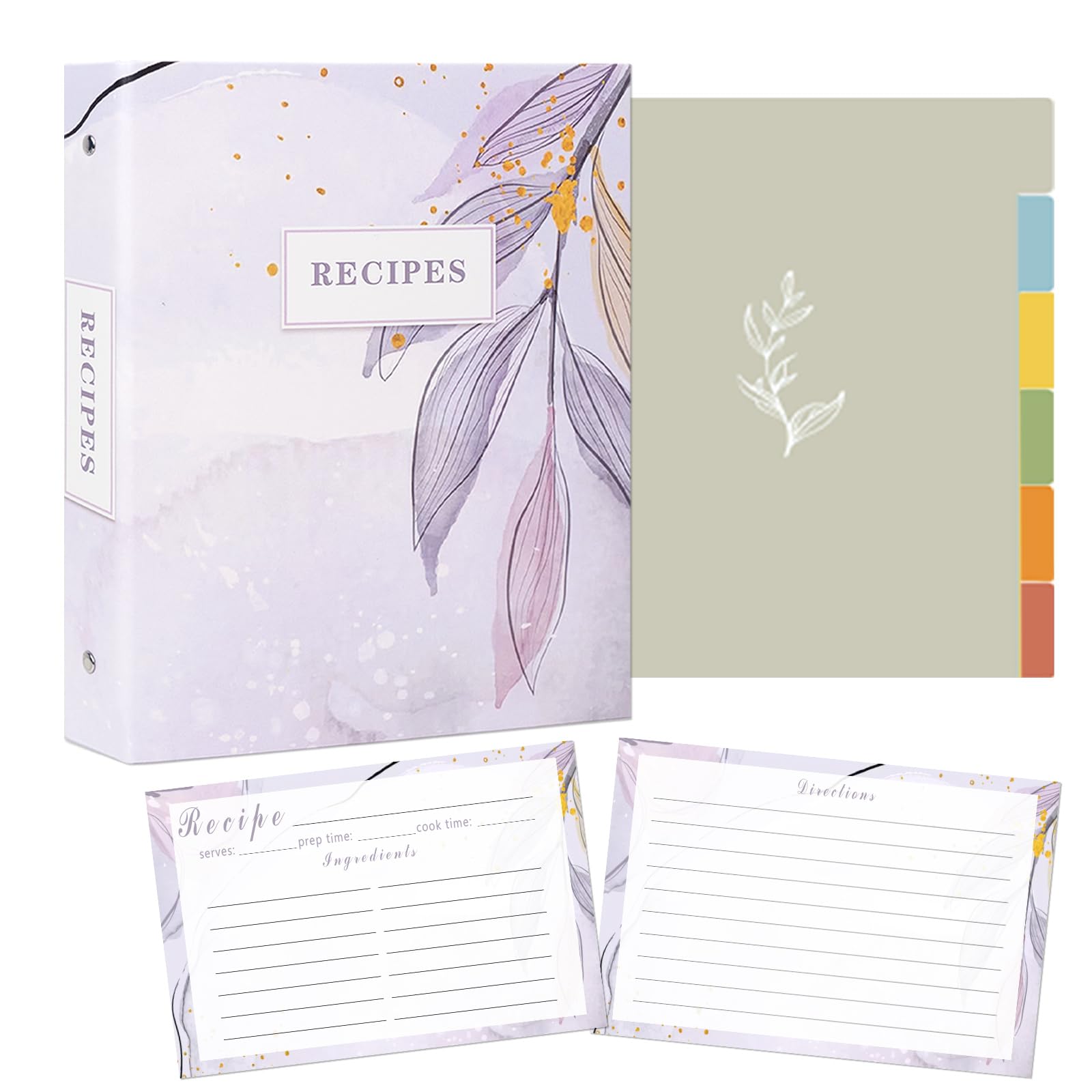 Recipe Binder - 3 Ring Binder Recipe Book with Plastic Sleeves, 50 Recipe Cards, and Dividers - to Write Your Own Recipes, Organize and Preserve Your Family's Secret Recipes