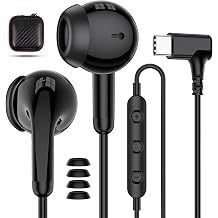APETOO USB C Headphones, 90 Right Angle Wired Earbuds for iPhone 17 16 15 | Type C Earphones with Mic Volume Control Noise Canceling HiFi Stereo Ear Buds for iPad Pro Galaxy S26 S25 Pixel 10 9 8
