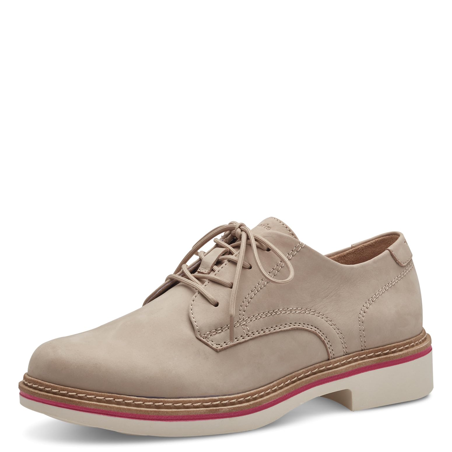 Tamaris Comfort Women’s Oxford Lace-Up Shoes Leather, Taupe, 4 UK