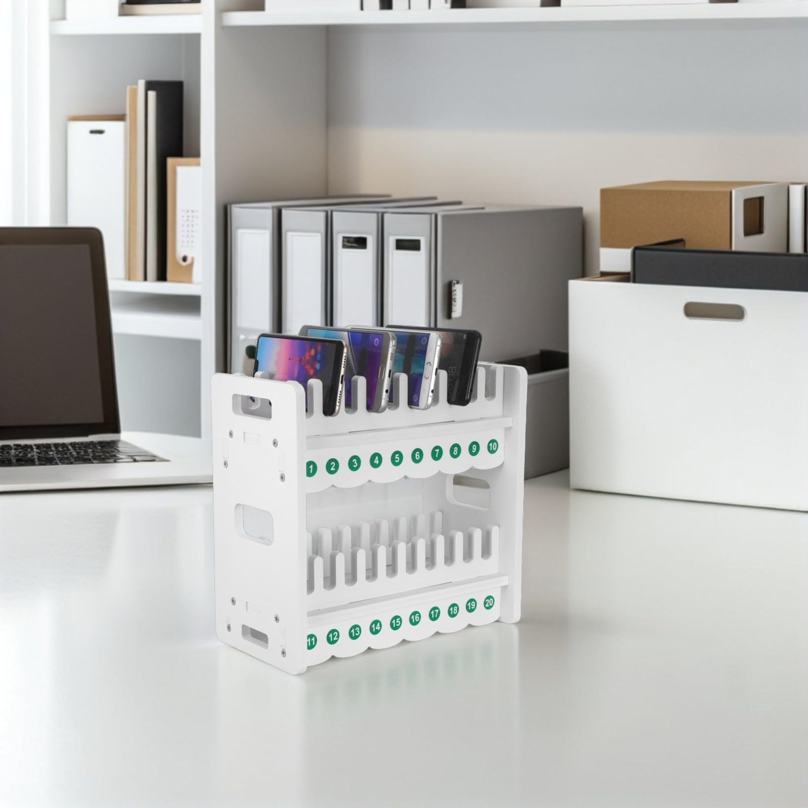 Generico Supporto Stabile da per e Scrivania Telefono in Plastica Bianco con Struttura Doppio Multifunzionale per Uffici e Feste