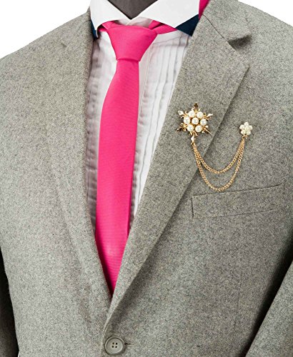 Knighthood Pearl Star And Flower With Hanging Chain Brooch Golden (Chain Design May Vary) #TOP1