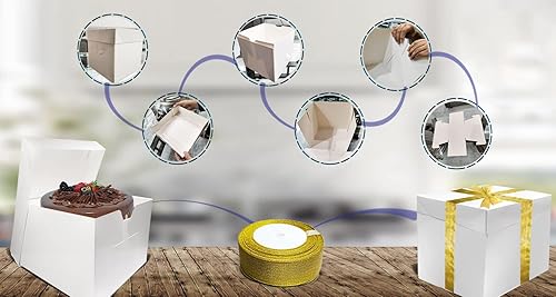 Miniatura 2 de Cajas para pasteles de 10 pulgadas, paquete de 5 cajas de panadería de 10 x 10 x 10 pulgadas, caja de cartón blanco, cajas desechables para pasteles