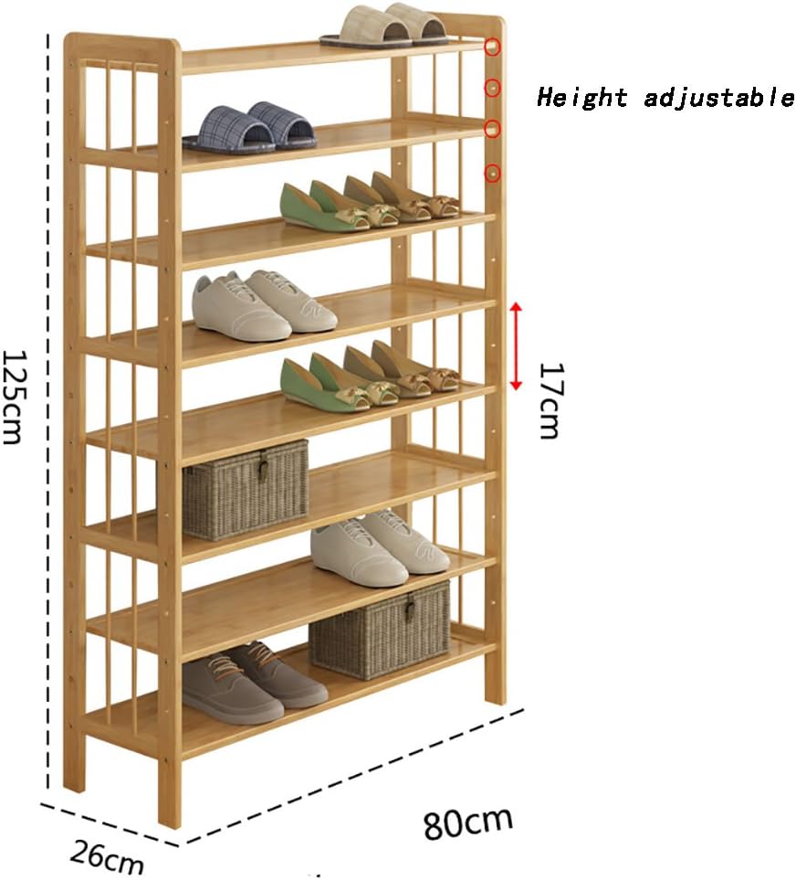 Xiejia Bamboo shoe rack bench 8-tier shoe rack storage rack living room assembly shoe cabinet economy home shoe rack (Size : 80cm)
