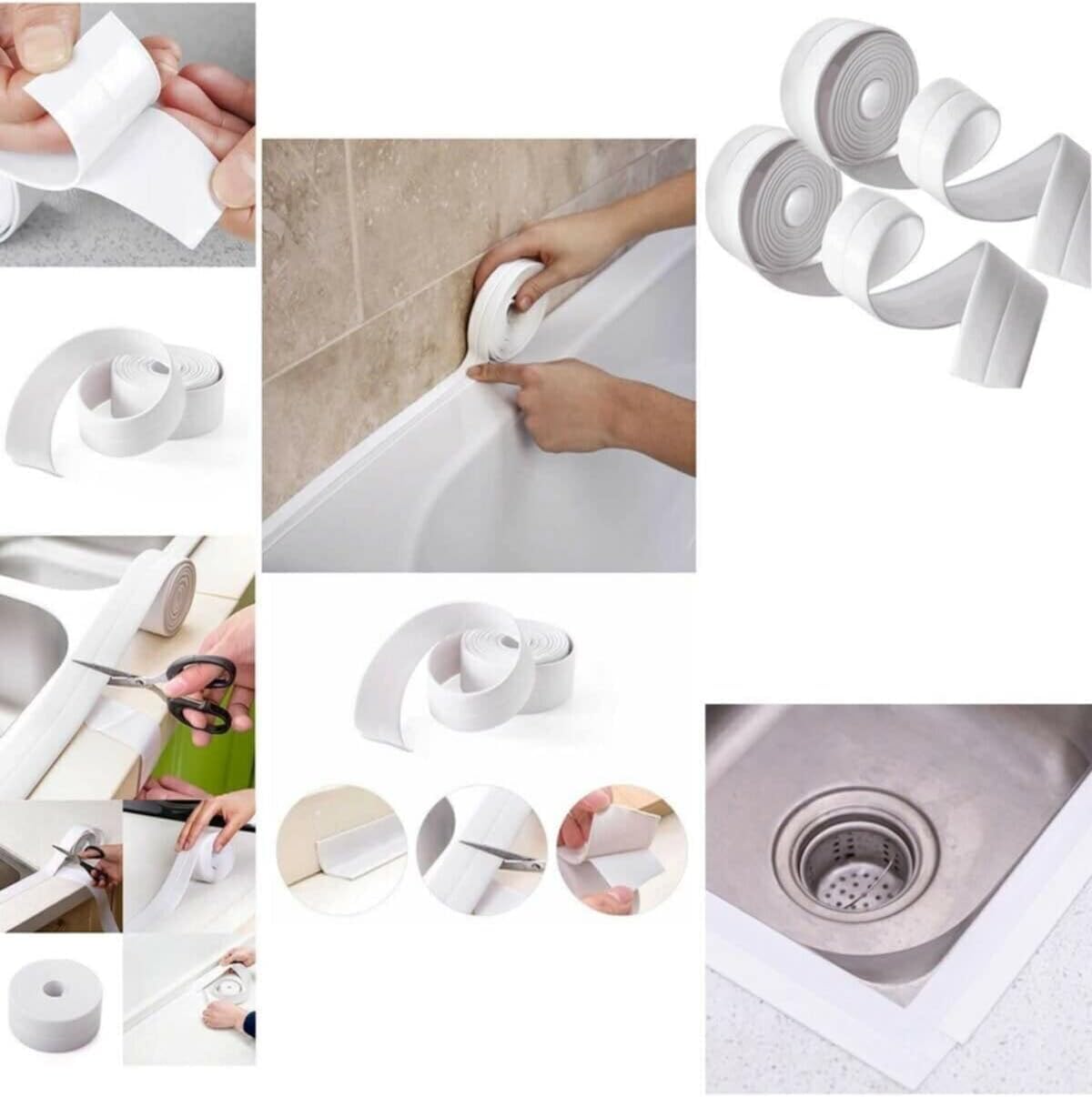 Lavabo Kenar Bandı, Su Geçirmez, Banyo Küvet ve Mutfak için Sızdırmaz Bant, 3.2m