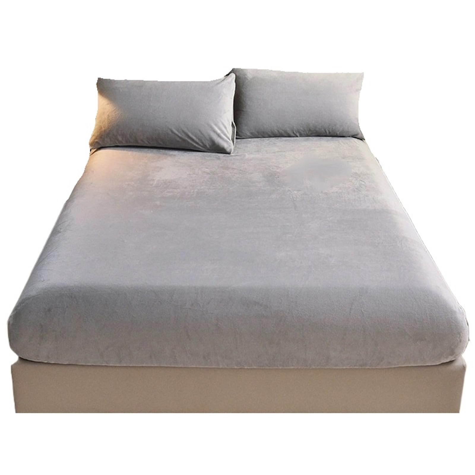 Sábana bajera ajustable de forro polar gris con banda elástica, protector de colchón impermeable suave de 200 x 200 cm + bolsillo de 25 cm de profundidad, ideal para mayor comodidad y durabilidad