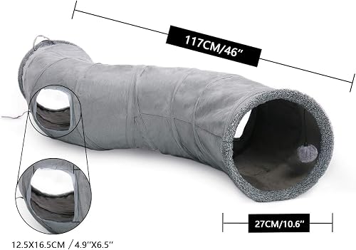 OHANA Large Cat Tunnel S Form, Collapsible Play Tube Cat Toys, Dia27*117cm - 2