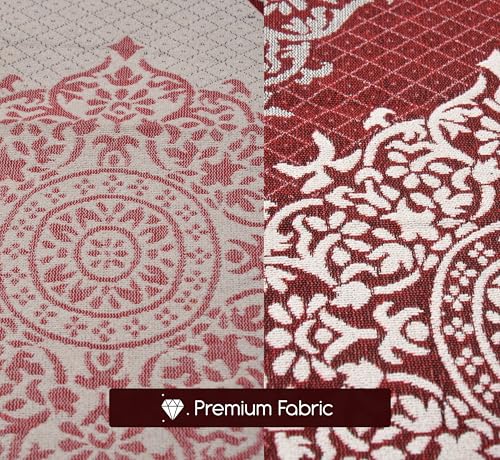 Image of FRESH FROM LOOM Cotton Reversible Diwan Set Maroon - 1 Single Bedsheet with 2 Bolster Covers and 5 Cushion Covers (8pc Set)
