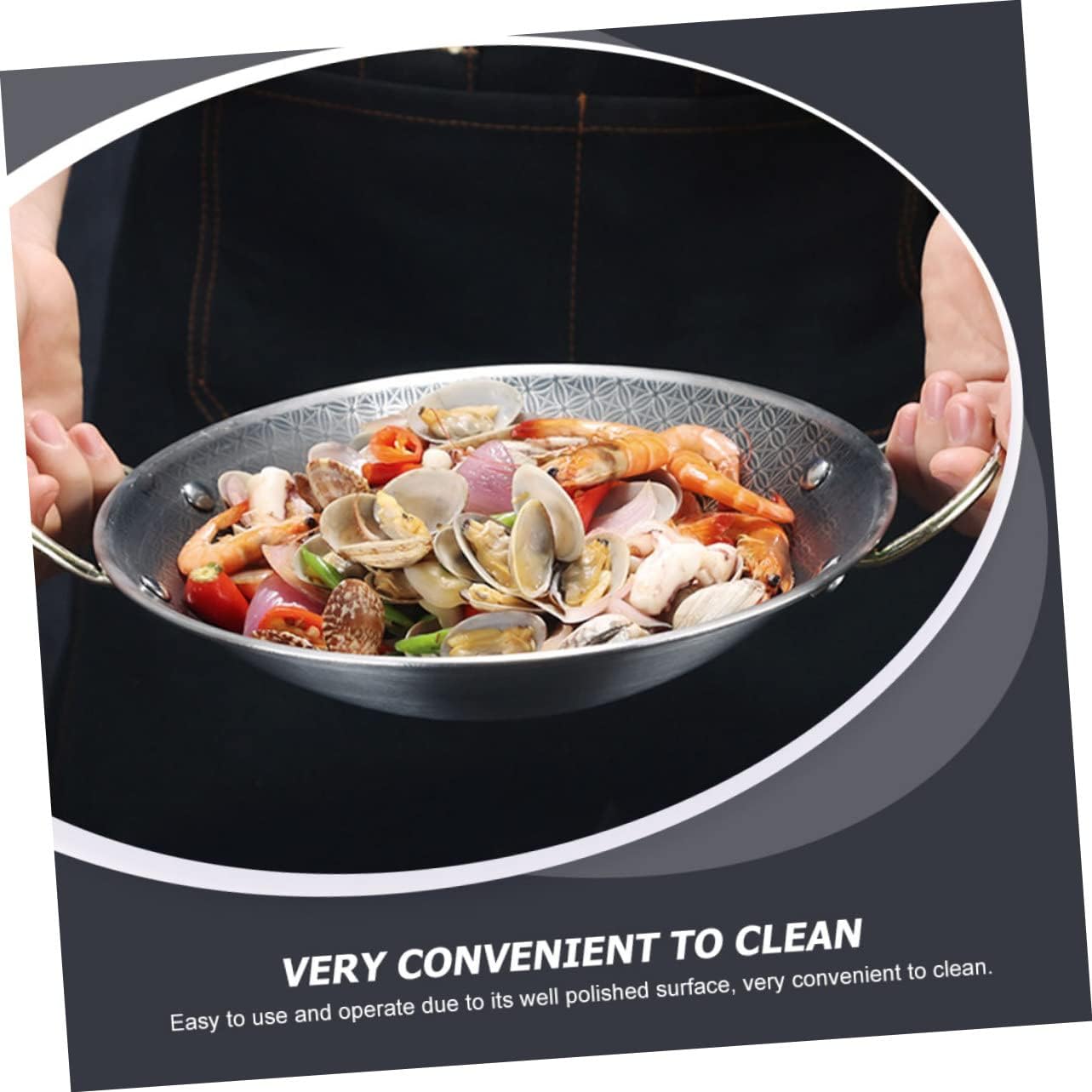 ABOOFAN Stainless Steel Spanish Paella Pan Double Handles Kitchen Cookware Pan Removable Handles for Easy Cleaning