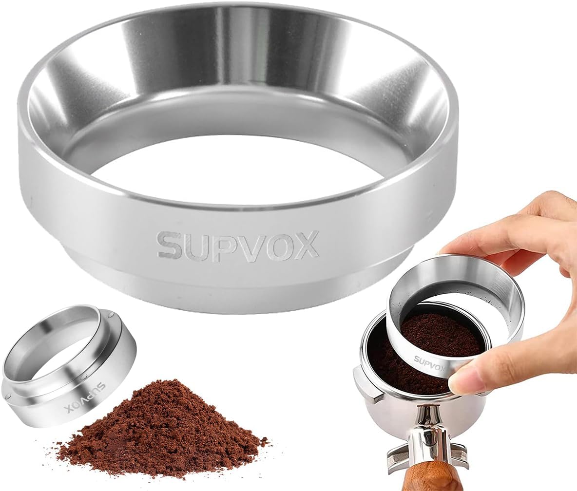 Supvox Portafilter Powder Ring 51mm Alloy Material Magnetic Dosing Funnel | Magnetic Ring for Clean Dosing, Steady Fit, Durable Build, Smooth Workflow for Daily Espresso Coffee Making Easily