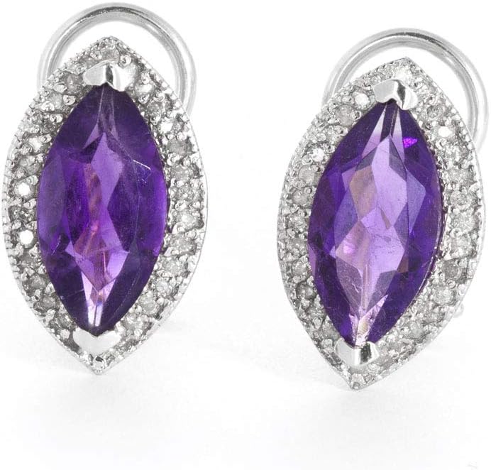 3.6 Carat 14k Solid White Gold Above All Else Amethyst Diamond Earrings - Image 2