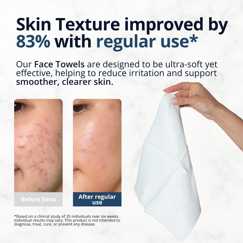 Sima Disposable Face Towels for Drying - 100% Cotton Face Wipes 50 Pack - Biodegradable Makeup Remover for Sensitive Skin, Gentle Clean Facial Cloth - Ultra-Soft & Lint-Free, Cruelty Free - Image 2
