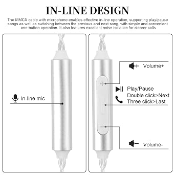 SE215 Mic Cable Compatible with Shure SE215, SE215 PRO, SE315, SE425, SE425 PRO, SE535, SE846, AONIC 3, AONIC 4, AONIC 5, UE900 Earphones, MMCX Earphone Cable, 4ft