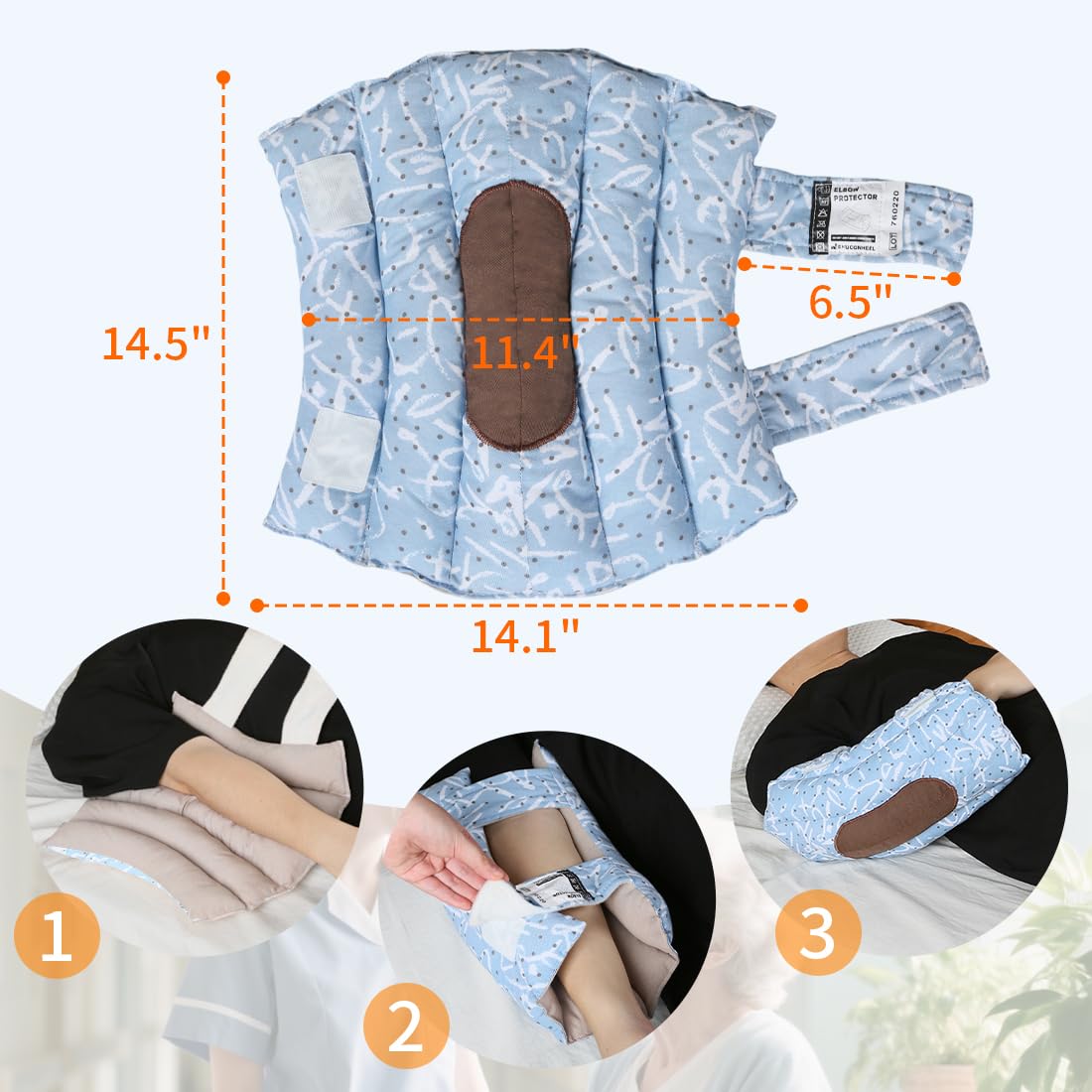 Colorful Pattern Elbow Protector for Elderly, Bedridden & Post-Surgery Care, Adjustable Pressure Sore Pad for Arms, 1 Count