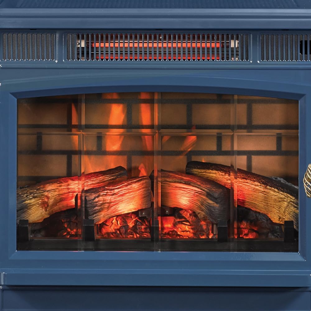 Navy Electric Free-standing Fireplace Stove with 3D Flame Effect