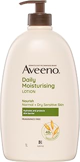 Aveeno Daily Moisturising Non-Greasy Fragrance Free Body Lotion 48-Hour Hydration Soothe Normal Dry Sensitive Skin 1L