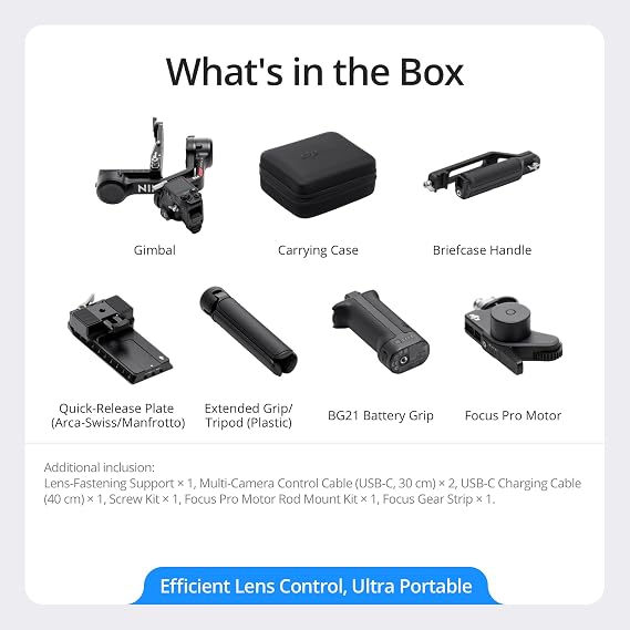 DJI RS 4 Combo - 12 Saat Çalışma Süresi- 3 kg Taşıma Kapesitesi | Focus Pro Motorlu, 2. Nesil Yerel Dikey Çekim, 2 Modlu Anahtar Joystick, Teflon Eksen Kolları, 3kg Yük
