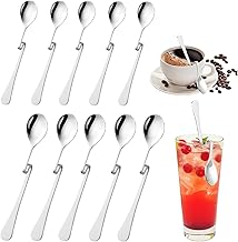 Pack of 10 Coffee Spoons, Stainless Steel, Heavy Honey Spoon, Stainless Steel with Kink, Jam Spoon, Honey Spoon, Stainless Steel, Latte Macchiato Spoon, Stainless Steel, Spiral Hanging Mixing Spoon