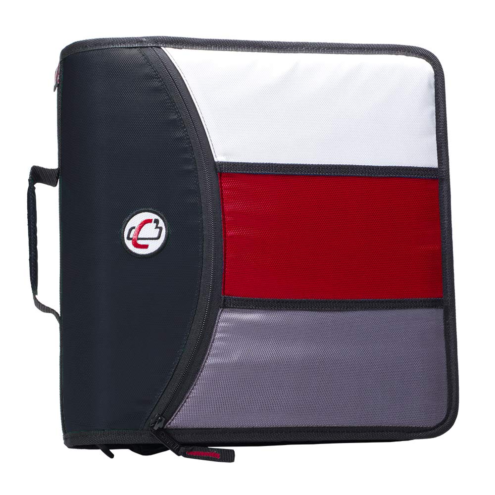 Case it Mighty Zip Tab 3-Ring Zipper Binder D-156-B 3in Capacity (Black)