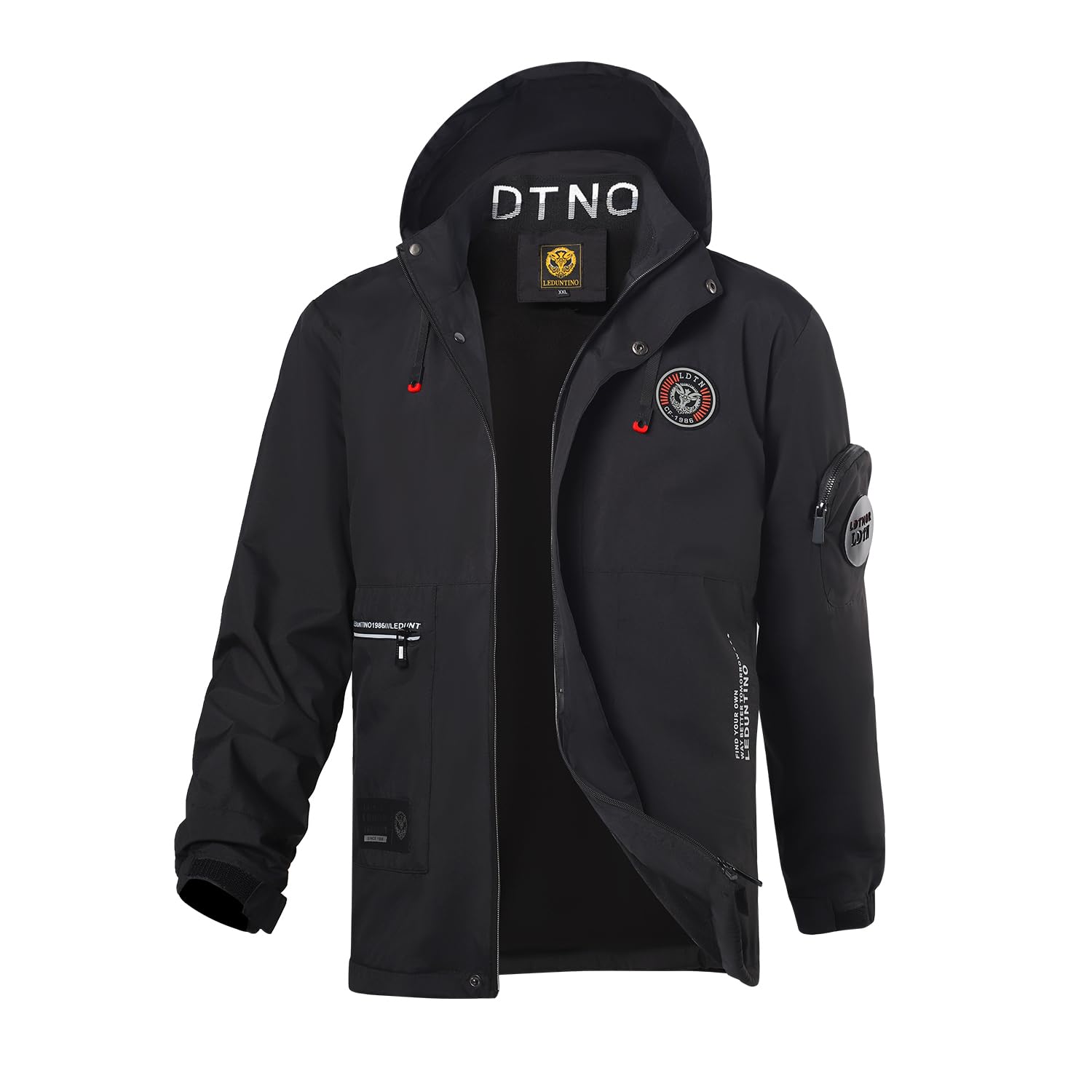 Mens Rain Jacket Lightweight Water Resistant Wind Resistant Jackets for Men Hiking Outdoor Lightweight Breathable Casual Coat for Spring Fall Winter Travel Sports Active XXL Black