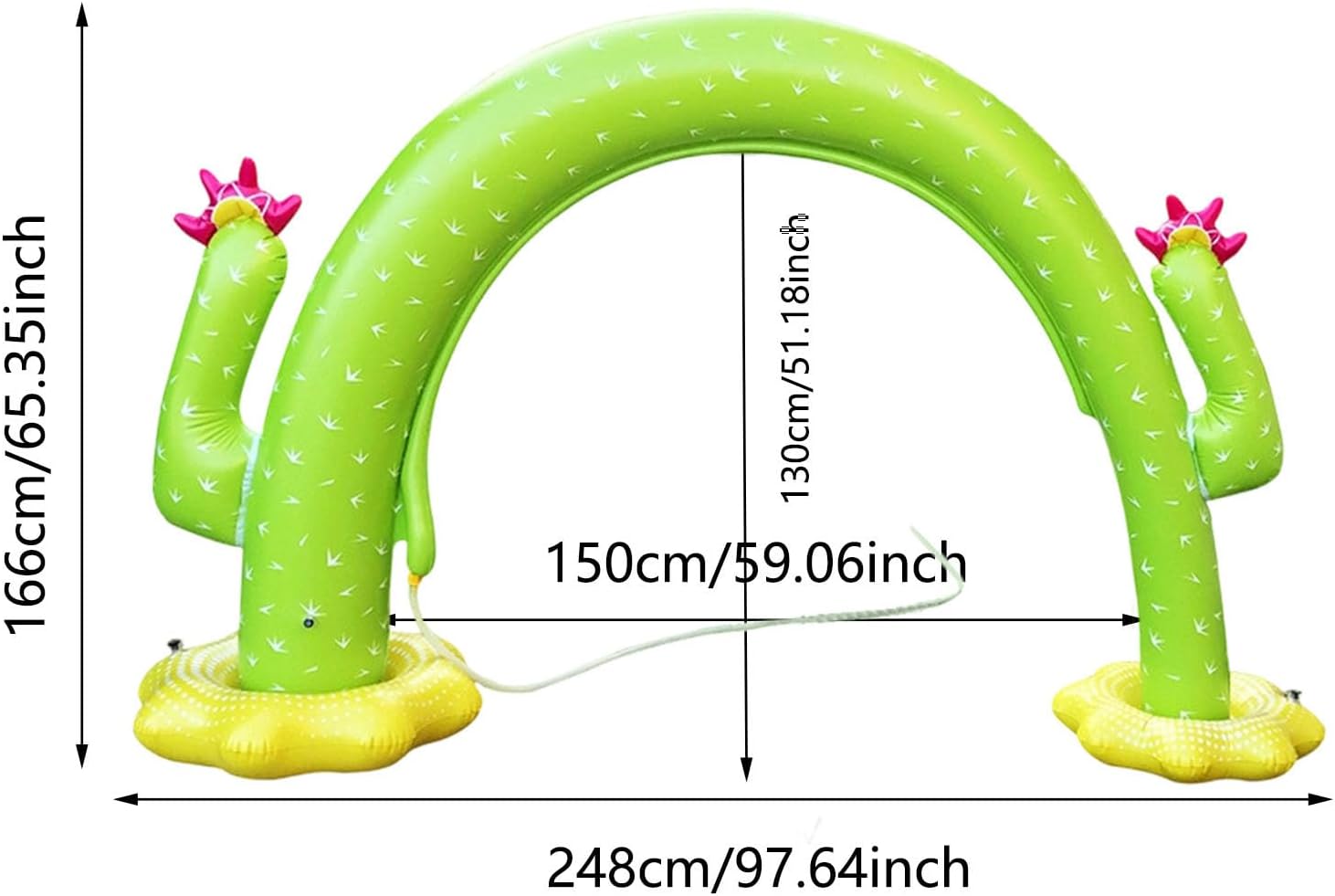 Cactus Fun Inflatable Sprinkler Tunnel - 8.1x 5.5ft, Quick Inflate Sprinkler for Kids, Water Party Supplies for Summer Outdoor Backyard Yard Lawn Garden (Green)