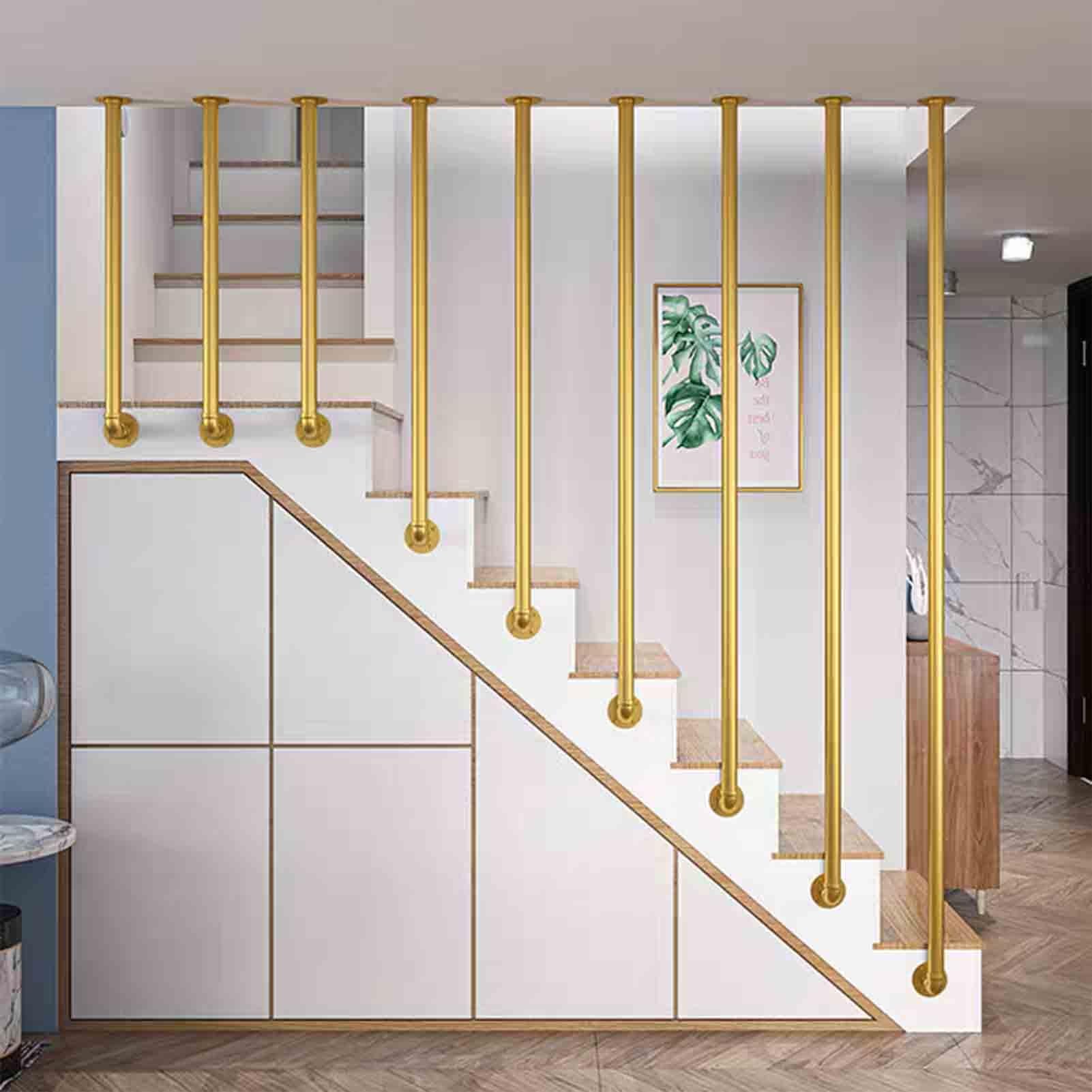 Rampe d'escalier dorée moderne de 30 cm à 1,5 m pour intérieur et extérieur