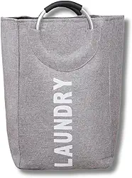 Cesto de Roupa Suja Dobrável com Alça, Cesto Organizador de Lavanderia em Tecido Resistente Durável, com Alças para Lavanderia (CINZA)