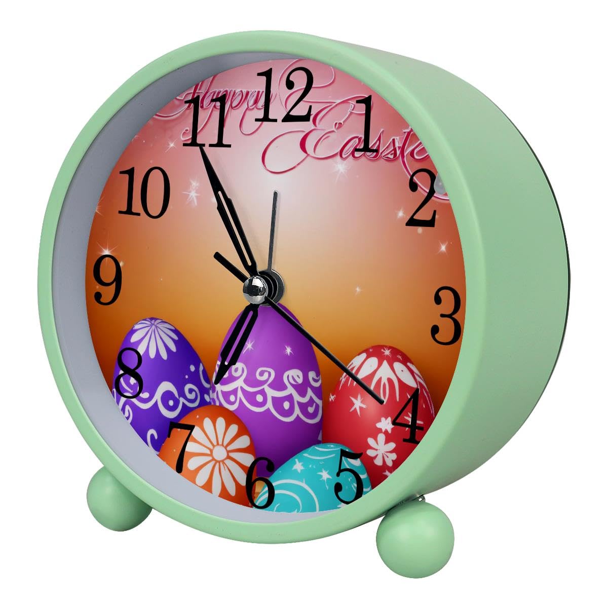 Luoweisi Alarm Clock Happy Easter Eggs, Silent Non-Ticking with Night Light