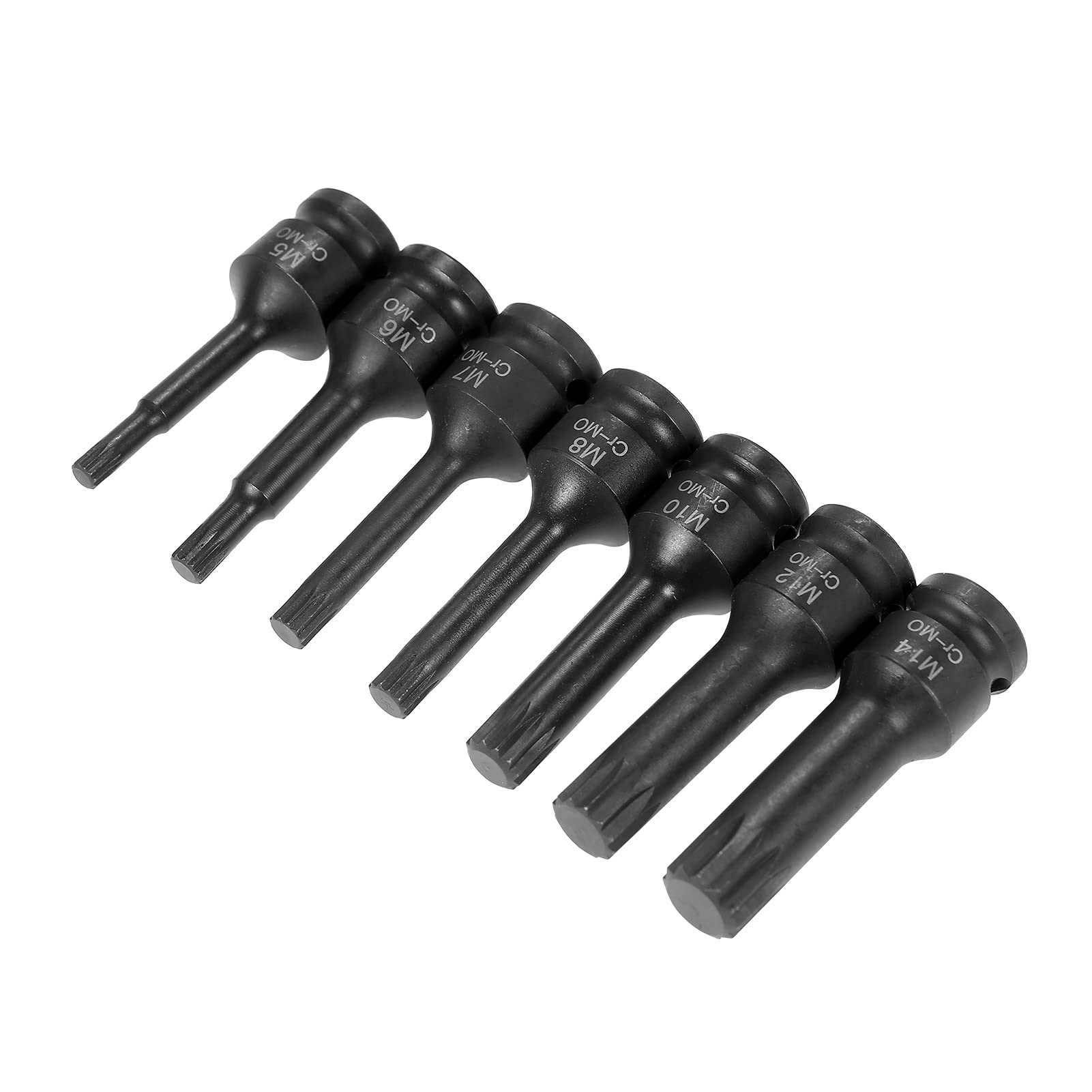 7 szt. Nasadek Udarowych 3/8" XZN, Potrójnie Kwadratowe, ze Stali