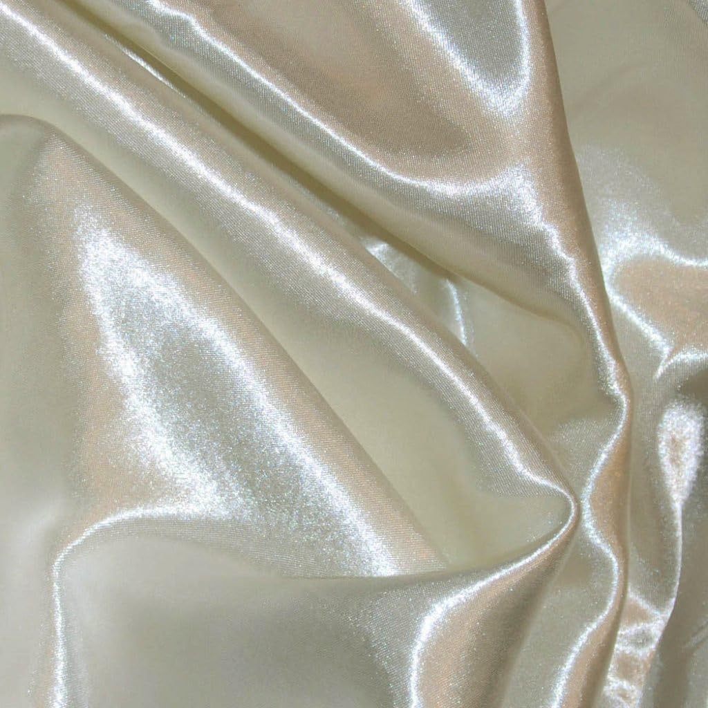 CQL Satin Fabric by The Metre – 60 Inch Wide Satin Roll for Wedding Dresses, Bespoke Tailoring & Decoration Projects – Soft, Smooth, Silk-Like Finish(Cream,1 Metre)