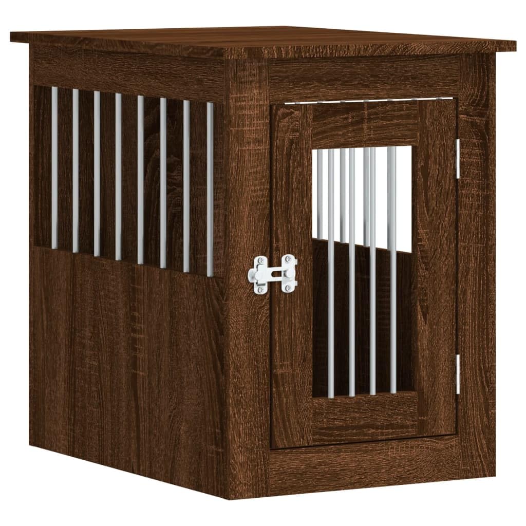 vidaXL Dog Crate Furniture, Doghouse with Fence, Dog Kennel with Lockable door, Dog Cage for Indoor Living Room, Brown Oak Engineered Wood — image 1