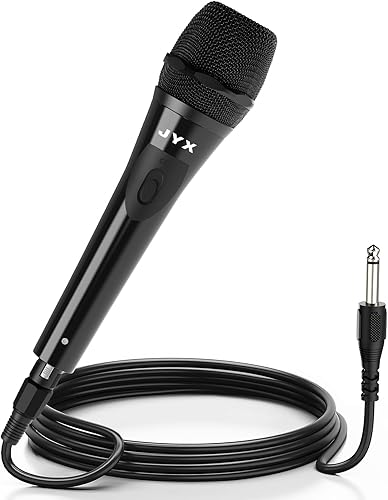 JYX Micrófono de karaoke vocal dinámico, micrófono de mano con cable con interruptor de encendido/apagado, para máquina de
