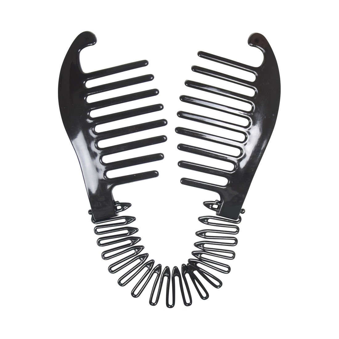 Flexible Interlocking Banana Clip Clincher Interlocking Two Sides Hair Comb - Black