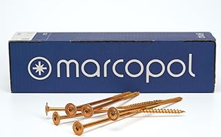 Marcopol Holzbauschrauben mit Tellerkopf 6 x 100 mm 100 Stück TX30 Gelb Verzinkt - Tellerkopfschrauben mit Torx Antrieb - Schrauben mit Frässpitze, Schneidkerben, Aufbohrfräse und Wachsbeschichtung