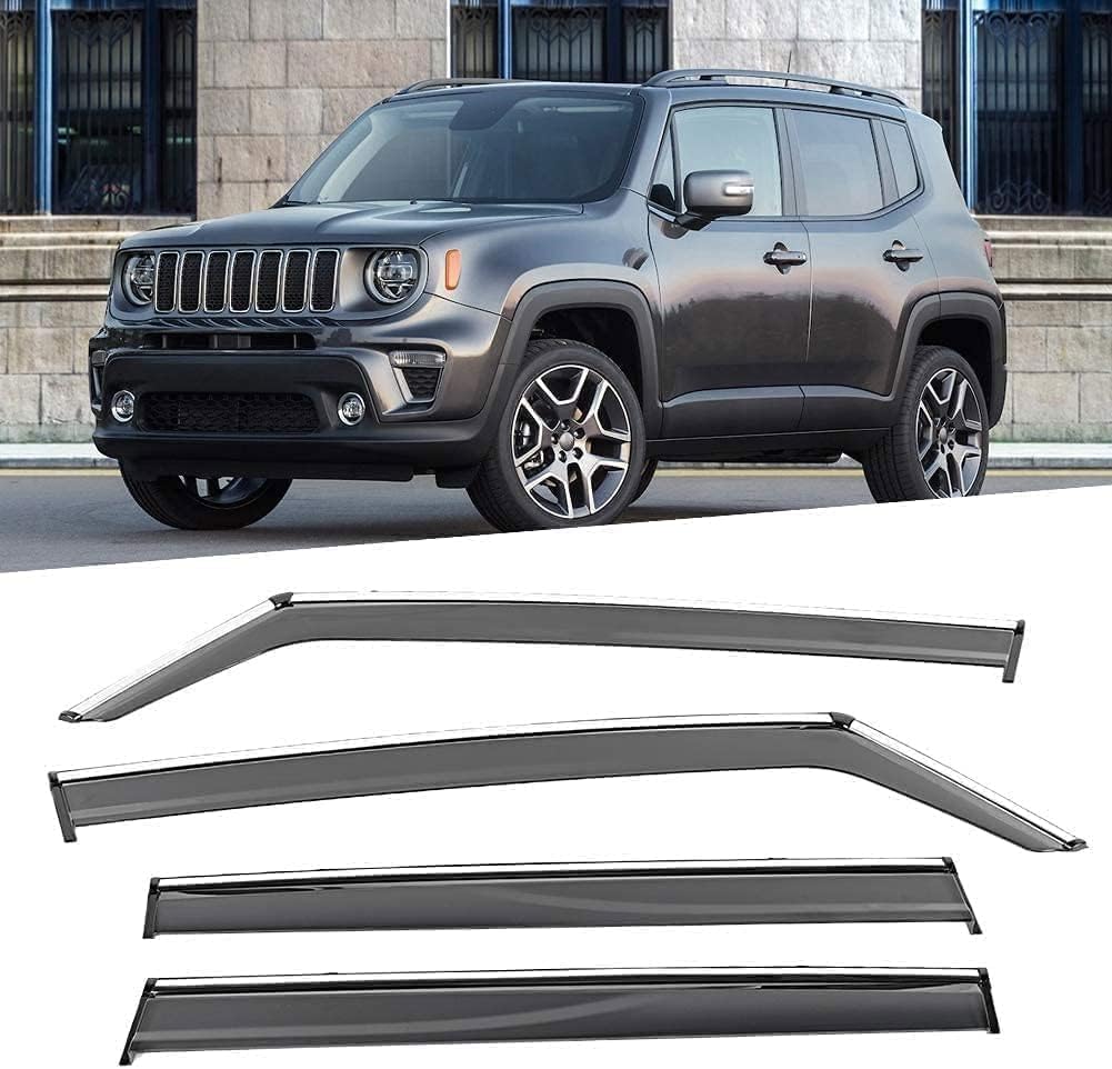 PANXUC Car Wind Deflectors for Jeep Renegade 2016-2019, Side Window Wind Rain Deflector Window Visor Sun Rain Guard Smoke Guards