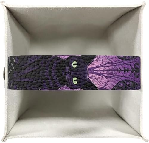 Miniatura 6 de Caja de pañuelos cuadrada para gatos de Halloween, soporte para caja de pañuelos de cuero morado para bañocafé, decoración de escritorio, soporte de