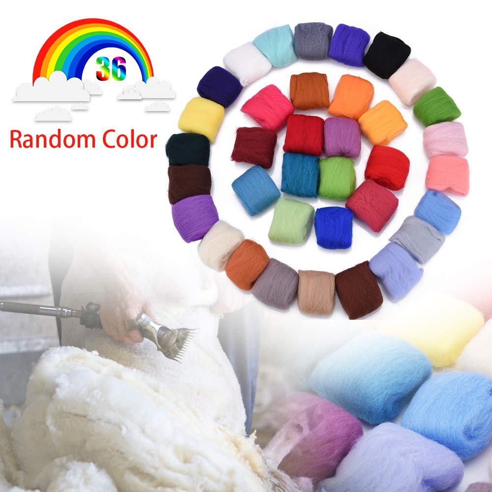 ASIV Lana Cardata Kit di Partenza per Roving in Lana a 36 Colori con Aghi in Feltro Strumenti per la Decorazione Domestica di Animali Artigianali