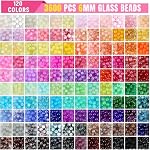 Zefy 120 Couleurs Perles en verre Bracelet de fabrication Kit, 6mm 3876pcs Perles de cristal pour la fabrication de bijoux et DIY Artisans, 5 Boîte perles rondes pour bracelets d'amitié avec perles et charmes Spacer