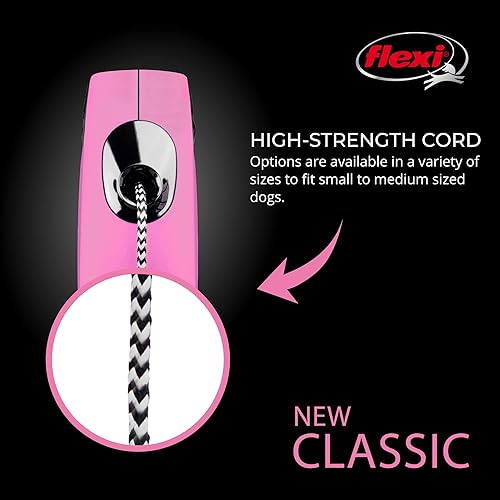 Miniatura 3 de Flexi New Classic - Correa retráctil para perro (cuerda), 16 pies, mediana, rosa