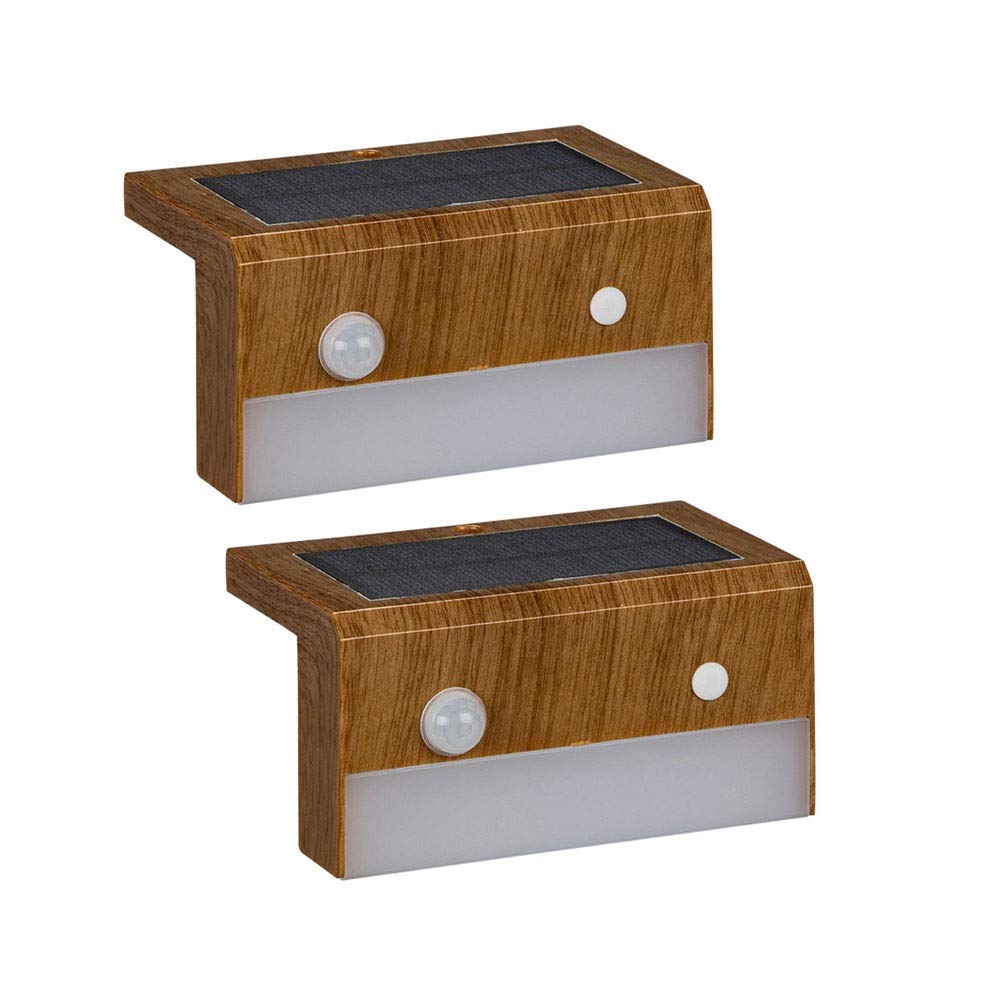 Aplique de Pared, Paquete de 2 Unidades, lámpara Solar IP65, Resistente al Agua, con Sensor de Movimiento, Luces de Seguridad para Exteriores, jardín, Patio, Entrada y Valla (luz r